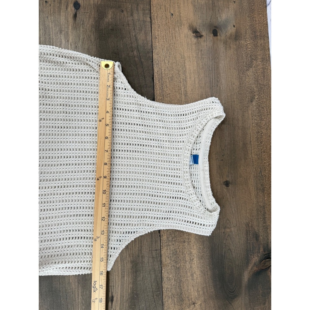 Old Navy Cream Open Knit Crochet Tank Top Boho Festival Beach Cover Up Women's S - Picture 8 of 9